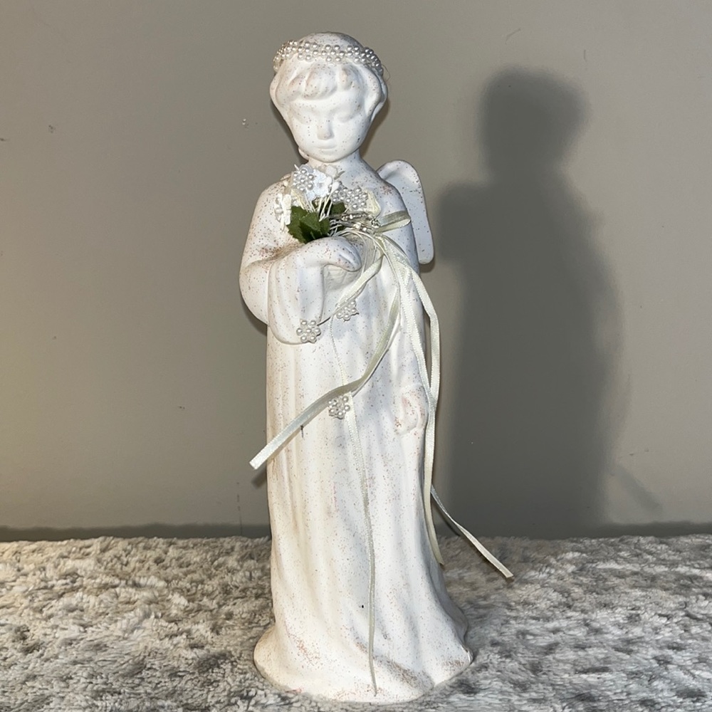 Clay Painted Angel Statue Christmas Decor